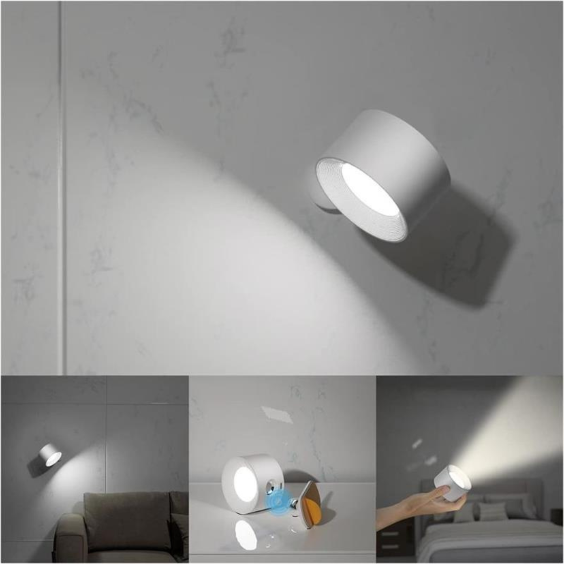 Éclairea – Applique Murale Sans Fil à LED Rechargeable à 360°