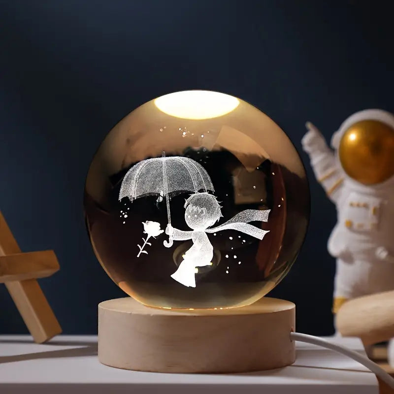 Boule de Cristal Lumineuse | Décoration d'Intérieur avec Gravure 3D | Ambiance Envoûtante pour Votre Maison 7