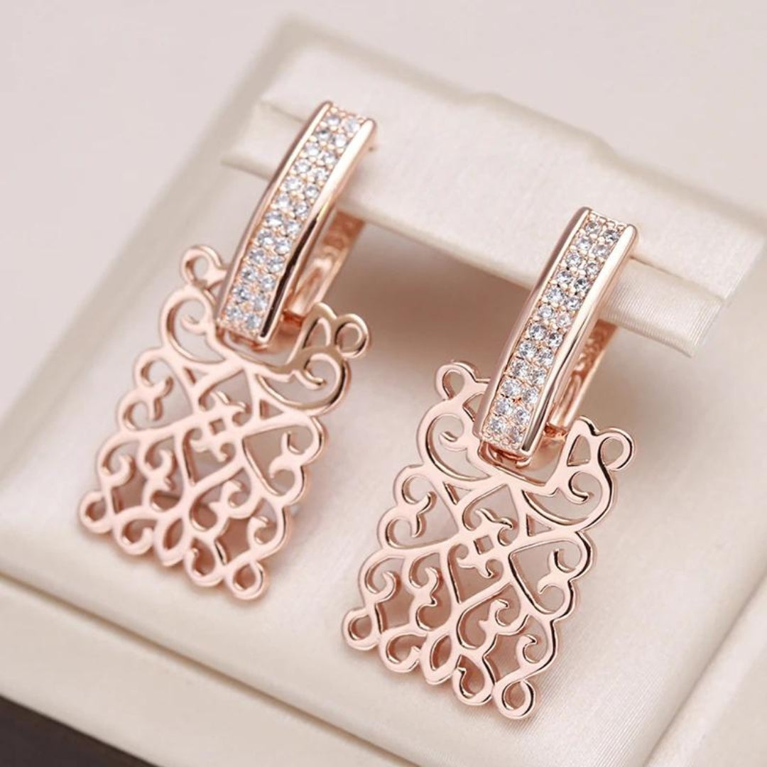 Rosalie - Boucles d'oreilles zircone lierre