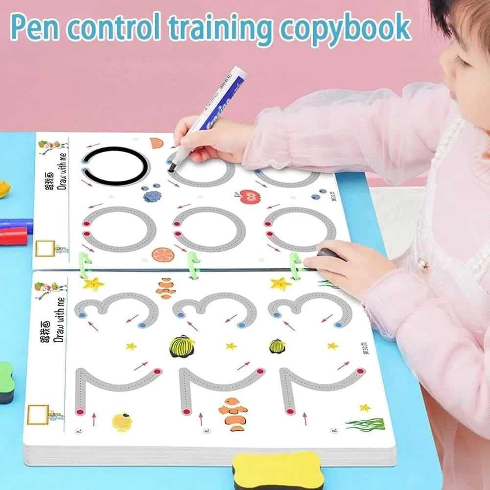 Cahier d'Écriture Réutilisable avec Marqueurs Vibrants | Apprentissage Interactif pour Enfants de 2 à 6 Ans 4