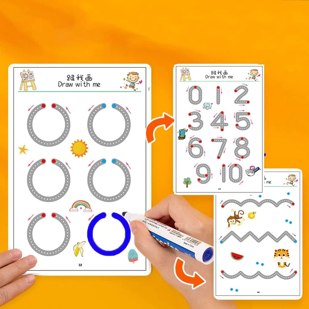 Cahier d'Écriture Réutilisable avec Marqueurs Vibrants | Apprentissage Interactif pour Enfants de 2 à 6 Ans 6