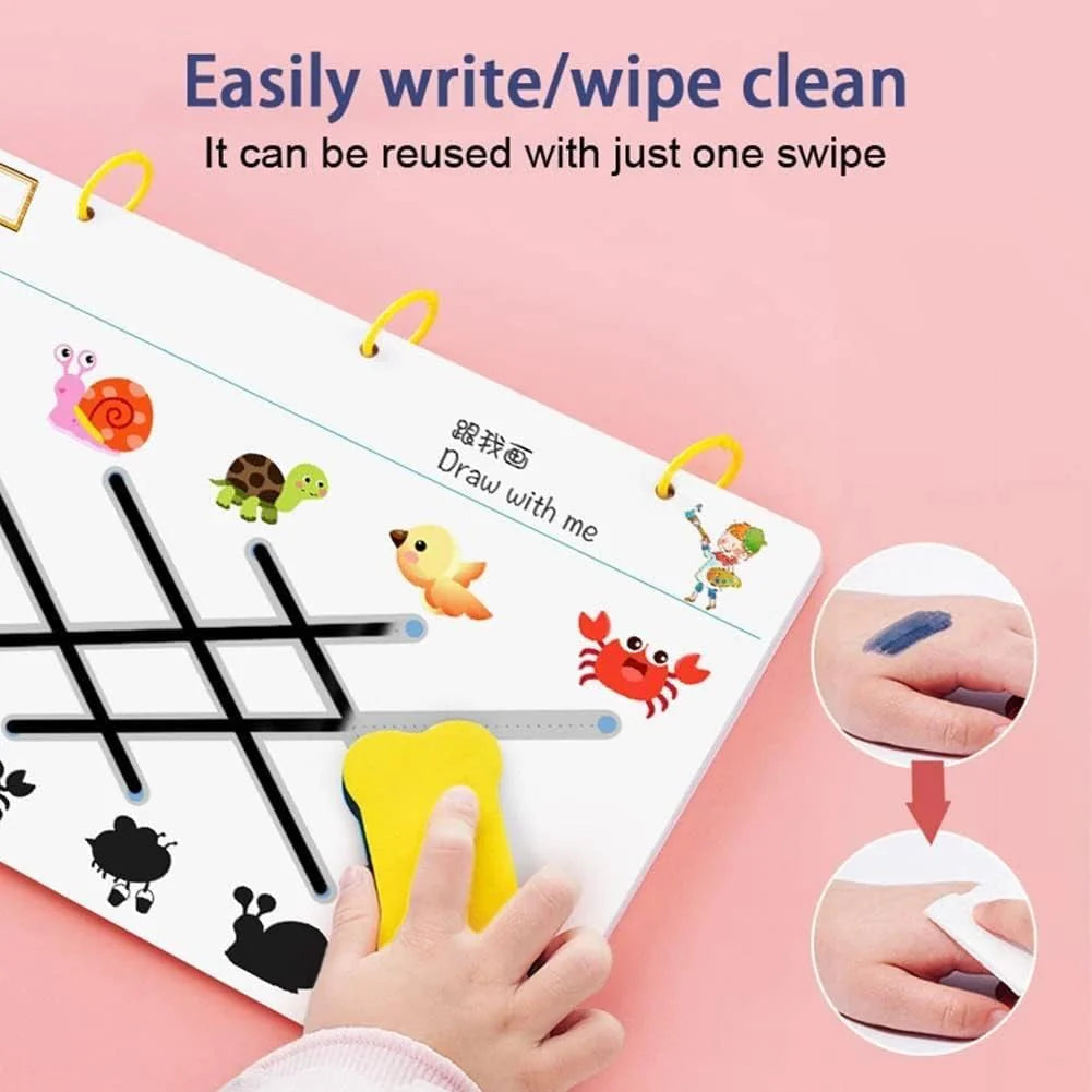Cahier d'Écriture Réutilisable avec Marqueurs Vibrants | Apprentissage Interactif pour Enfants de 2 à 6 Ans 7