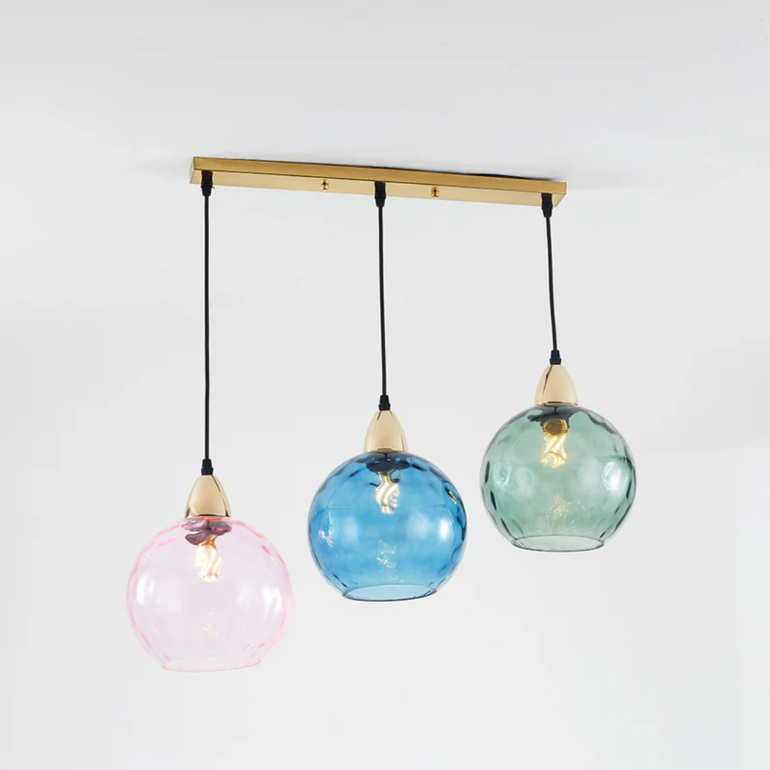 CascadeLumière | Élégante Suspension en Verre avec 3 Lampes LED 5