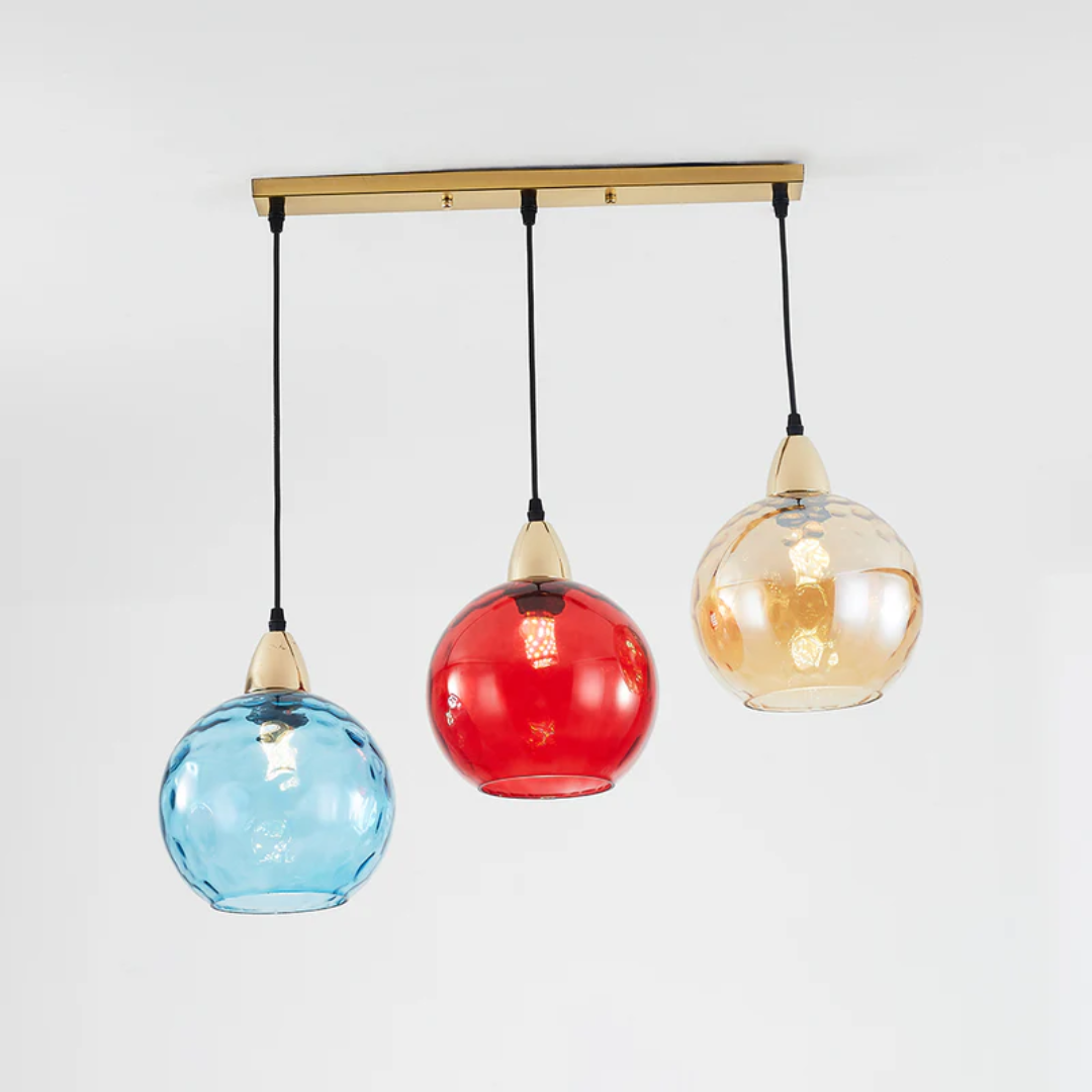 CascadeLumière | Élégante Suspension en Verre avec 3 Lampes LED 6