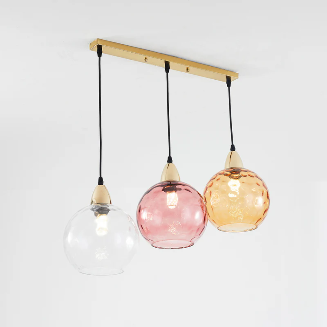 CascadeLumière | Élégante Suspension en Verre avec 3 Lampes LED 7