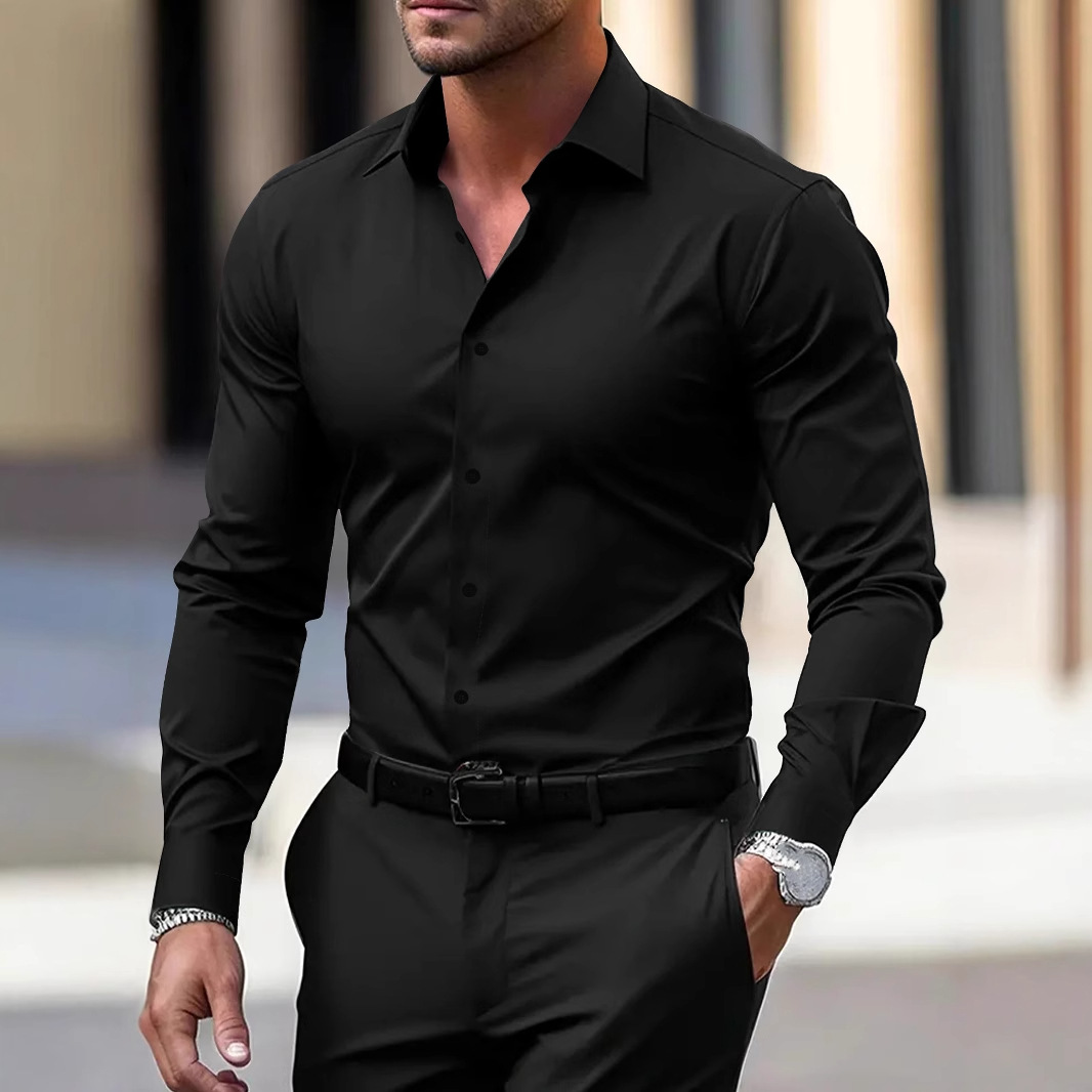 Chemise Homme À Manches Longues - Élégante Avec Col Ouvert Pour Usage Quotidien 2
