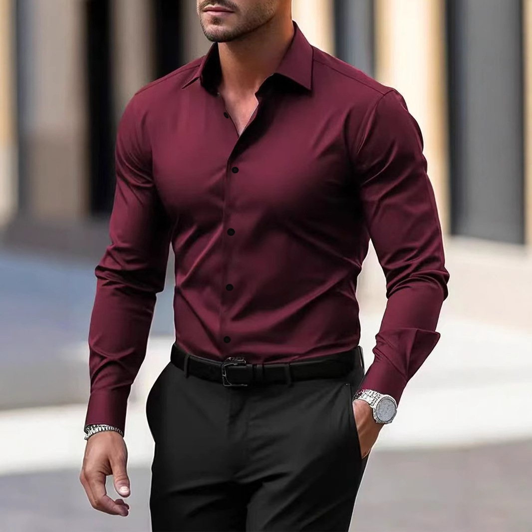 Chemise Homme À Manches Longues - Élégante Avec Col Ouvert Pour Usage Quotidien 5