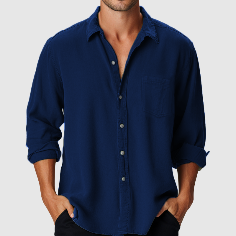 Chemise Homme à Manches Longues - Élégance Classique pour un Style Décontracté Quotidien 1