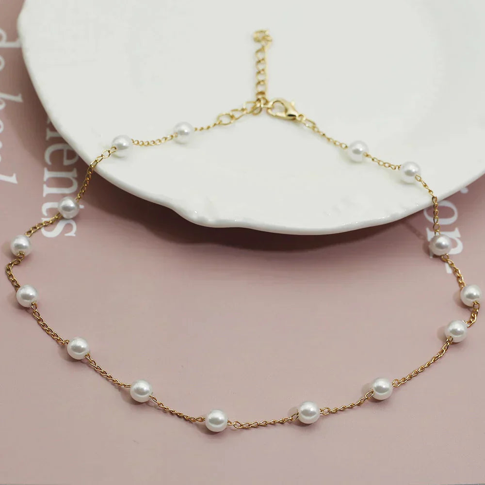 Marilena - Collier de perles doré luxueux et élégant
