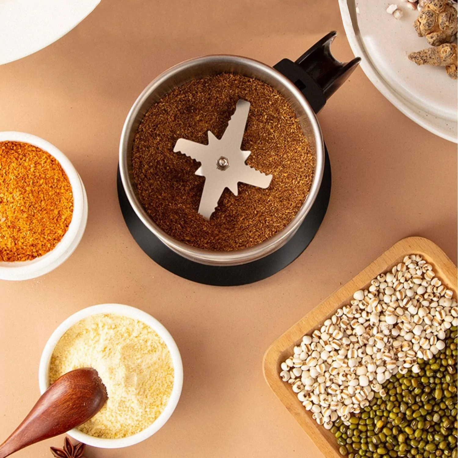 Cuisine Moderne | Broyeur Multifonctionnel Portable avec Moteur Puissant | Idéal pour Café, Épices et Céréales 4
