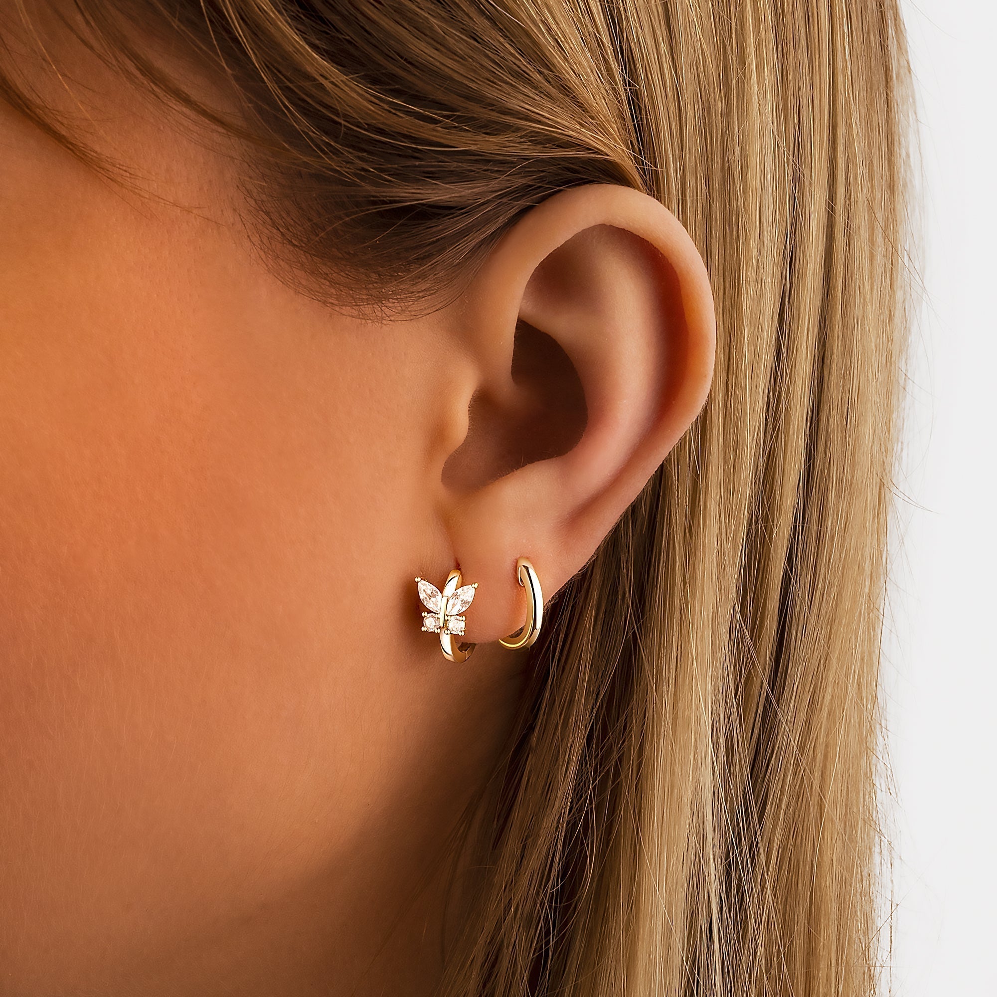 Auryn - Boucles d'oreilles papillon en argent à la zircone
