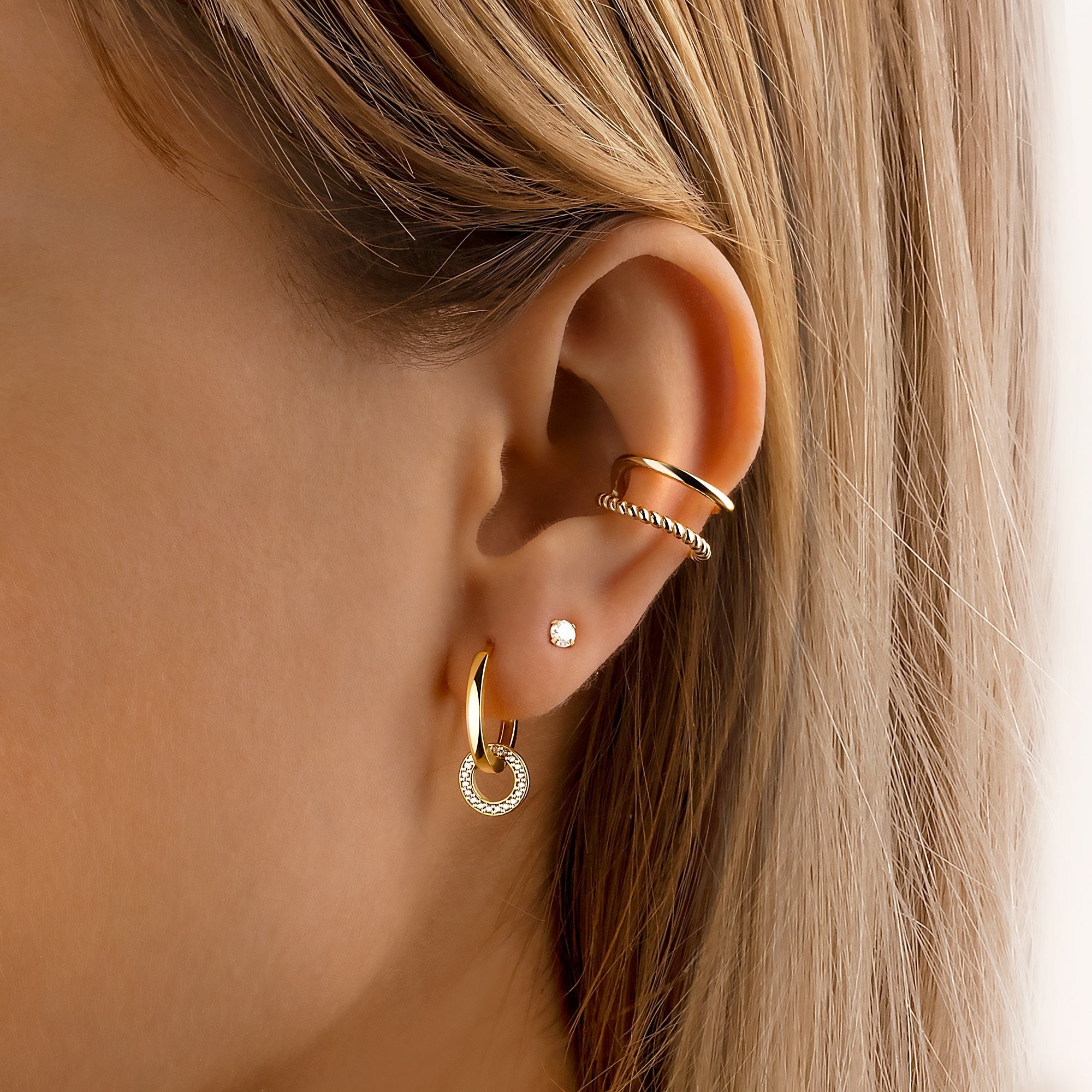 Nerida - Boucles créoles connectées en argent élégantes