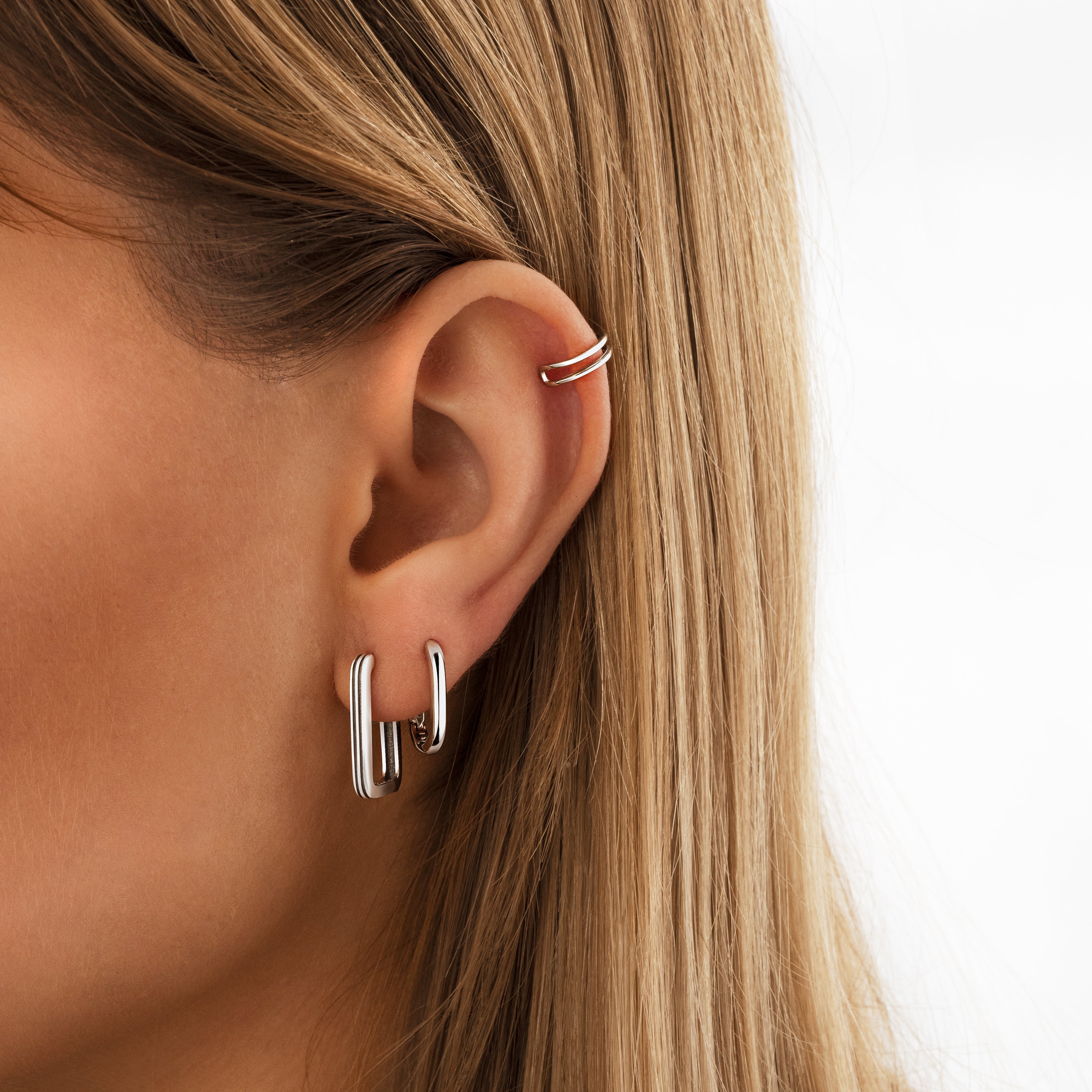 Isabelle - Boucles d'oreilles rectangulaires en argent modernes