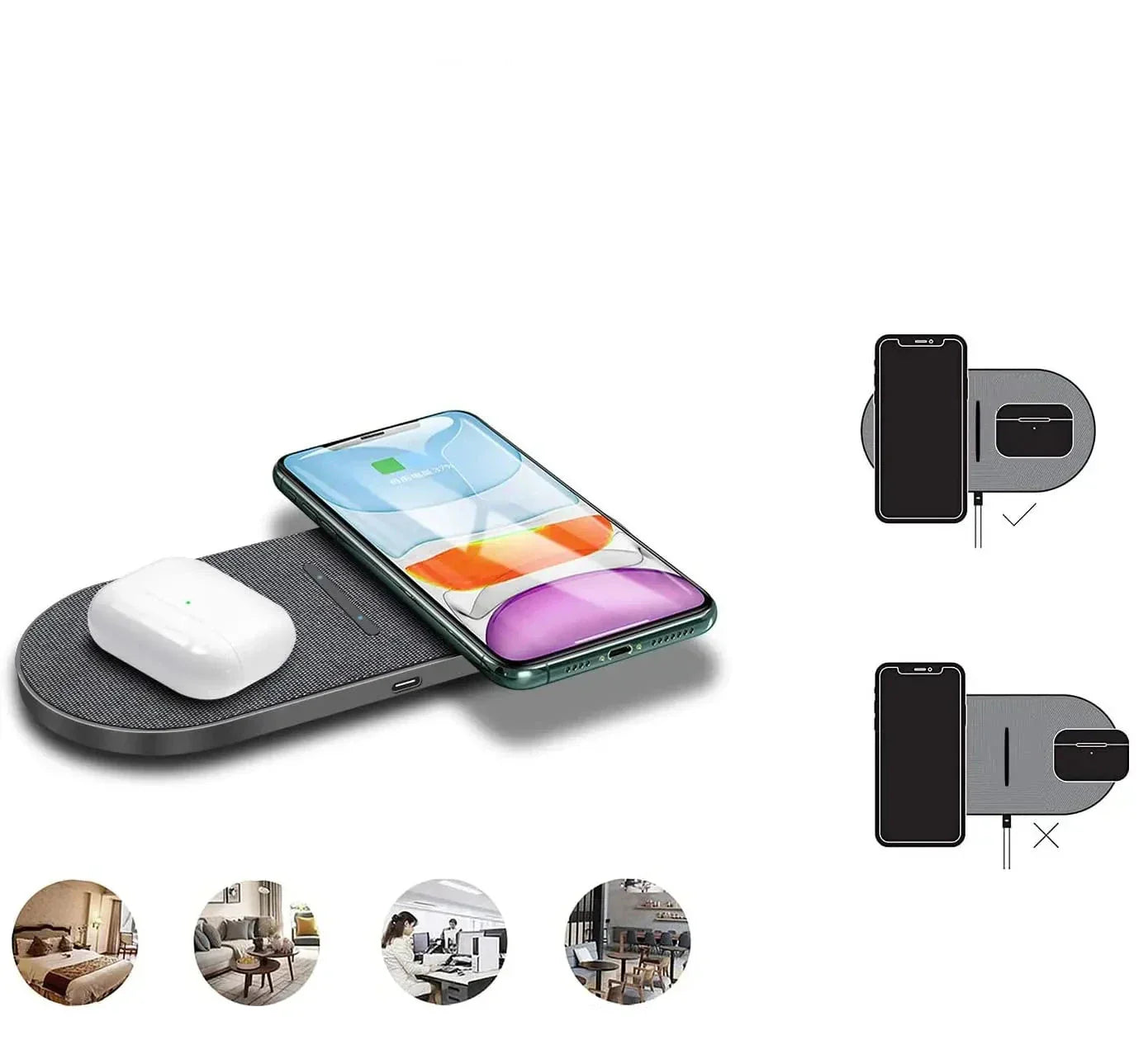DazzleCharge | Station de Recharge Sans Fil Double 40W avec Design Élégant | Charge Rapide pour iPhone et Samsung 4