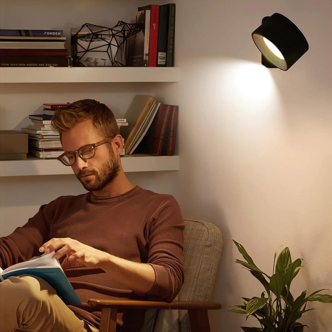 Éclairea – Applique Murale Sans Fil à LED Rechargeable à 360°