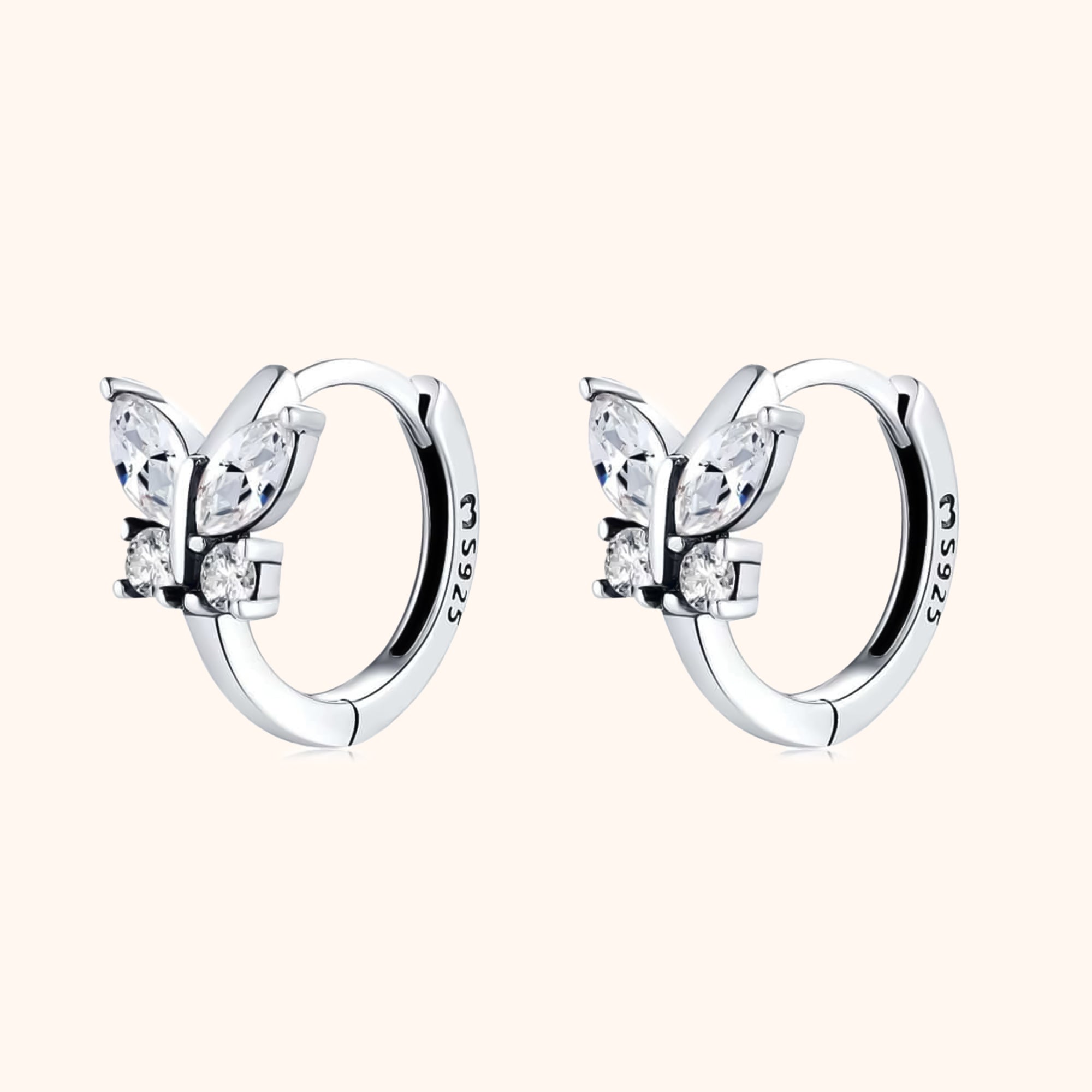 Auryn - Boucles d'oreilles papillon en argent à la zircone