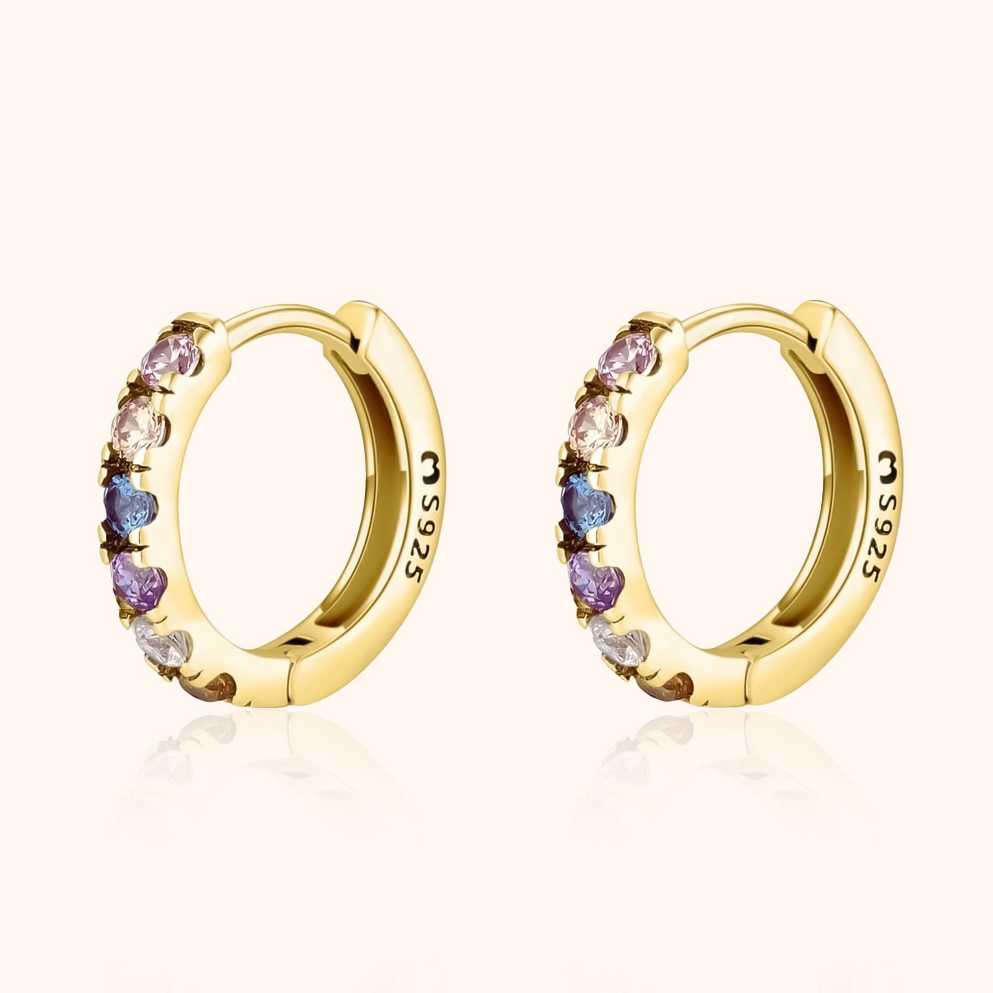 Aureline - Boucles d'oreilles à la zircone arc-en-ciel scintillante