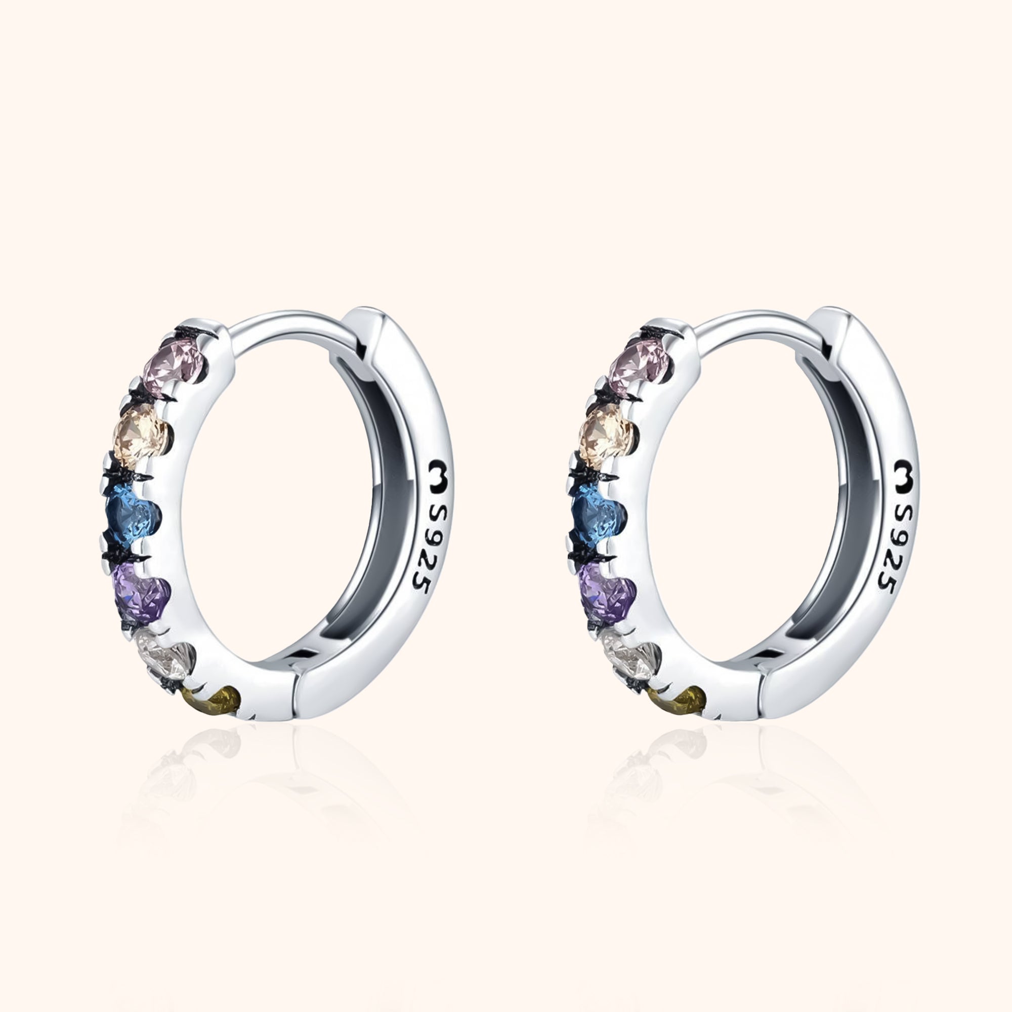 Aureline - Boucles d'oreilles à la zircone arc-en-ciel scintillante