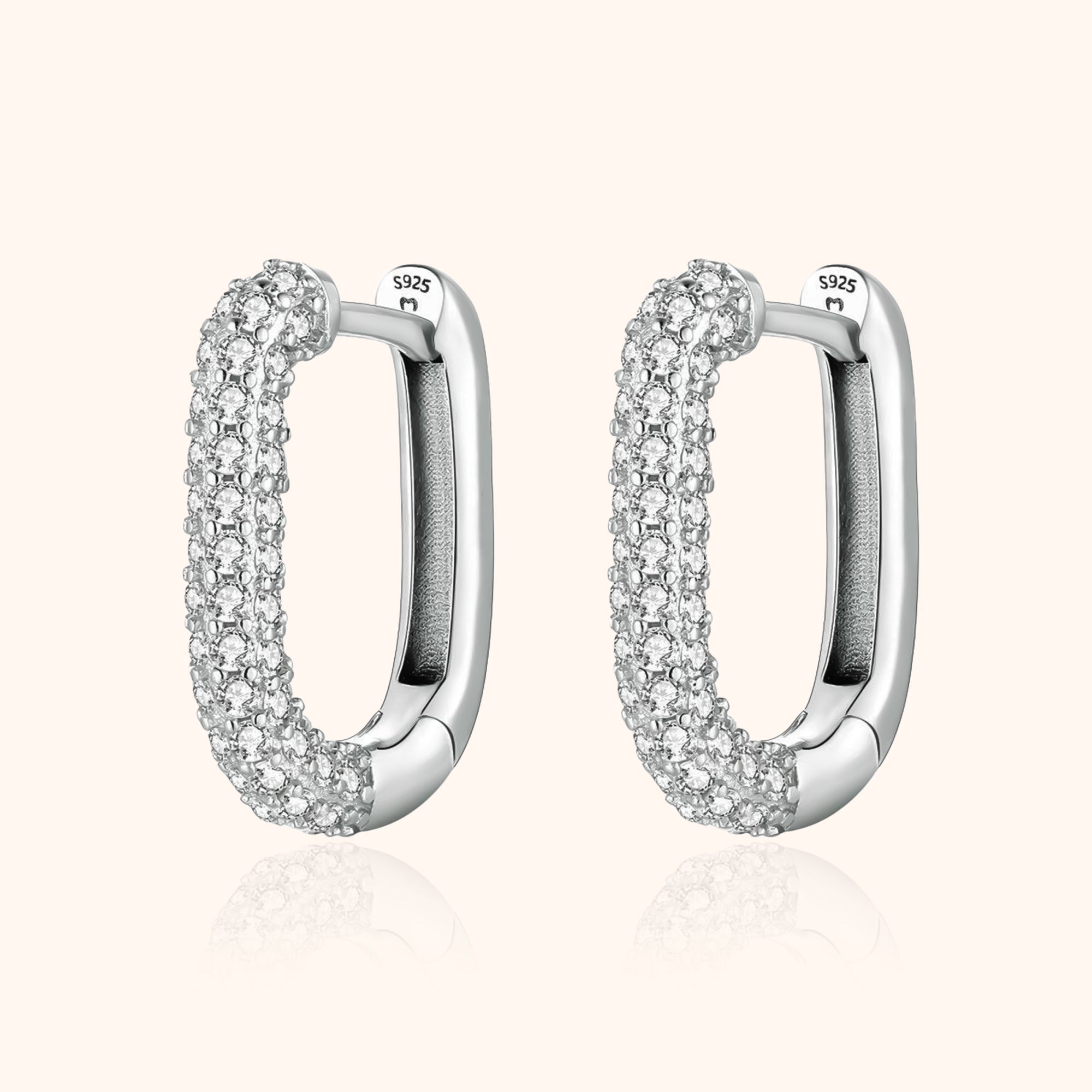 Lucienne - Créoles en zircone, argent 925 au design large