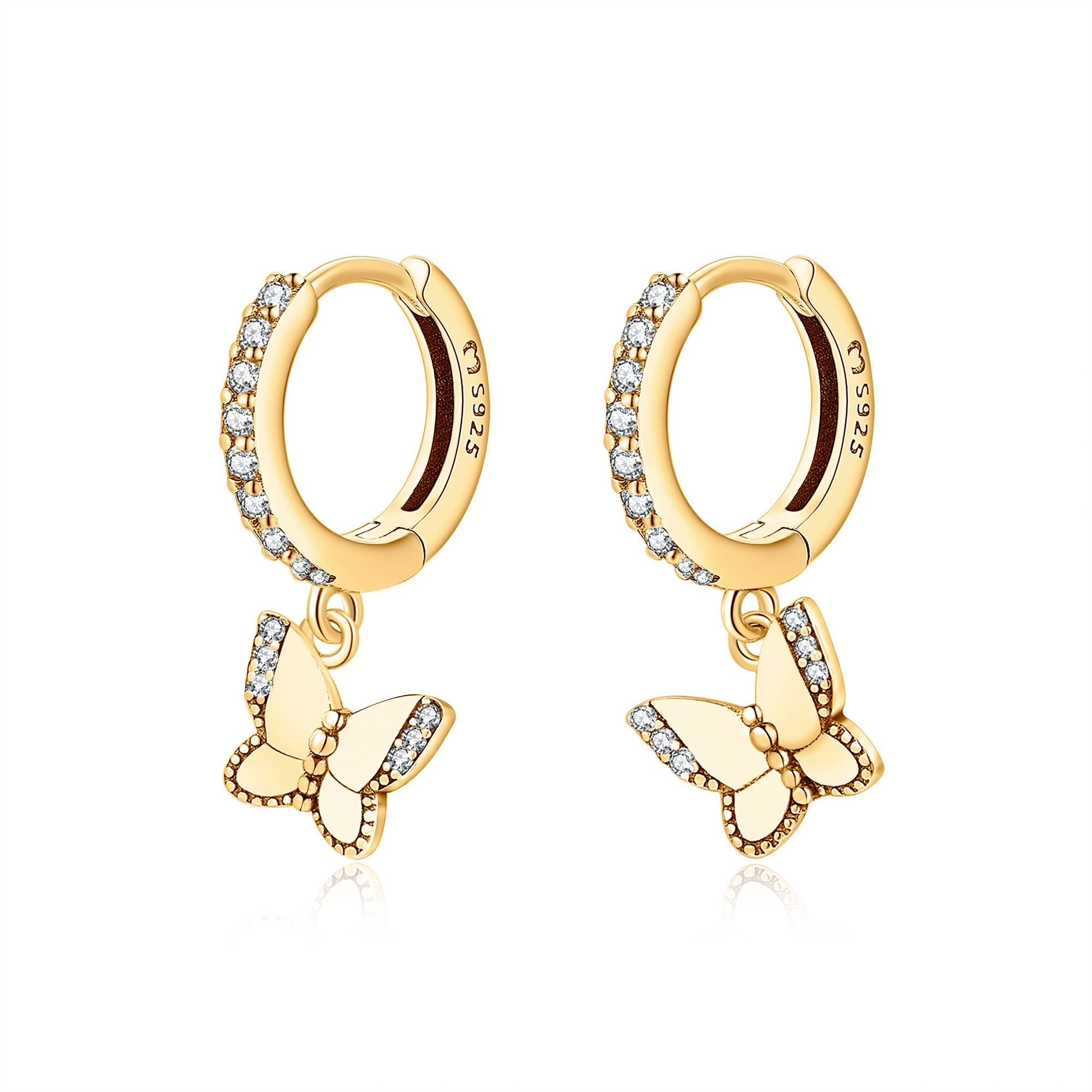 Lyrielle - Boucles d'oreilles papillon à la zircone éclatante