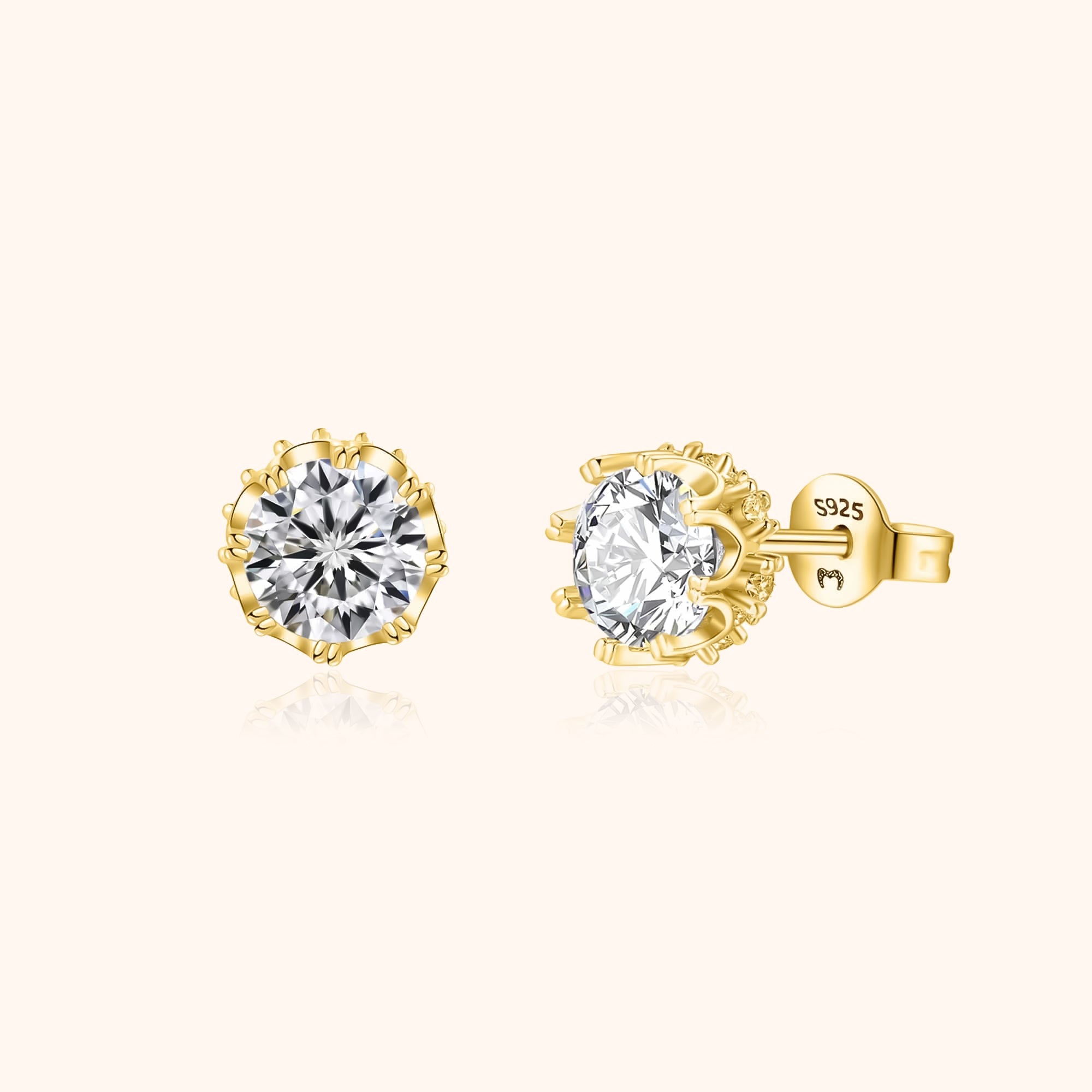 Elina - Puces couronne en zircone, luxe et brillance