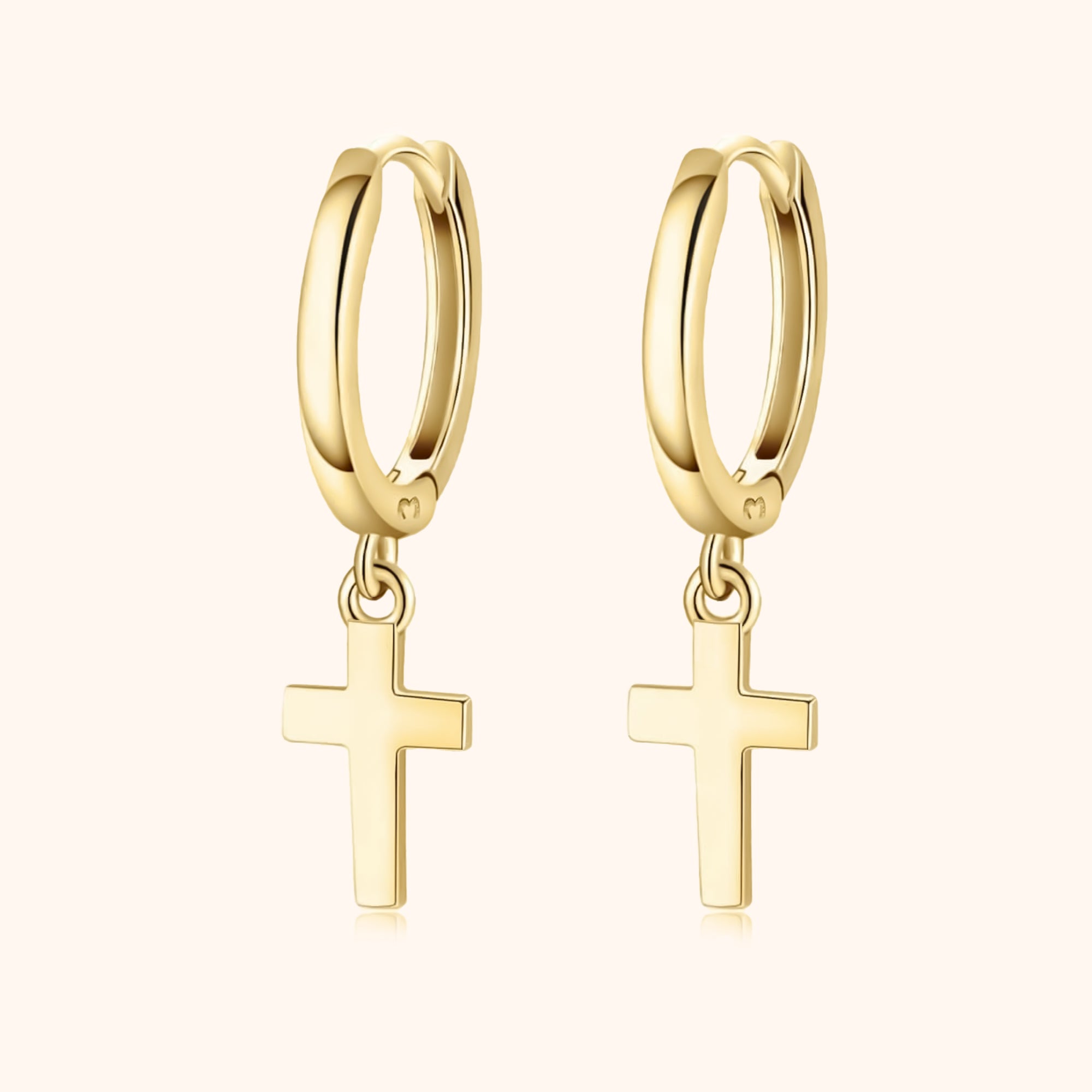 Aurelia - Boucles d'oreilles dorées à pendentif croix
