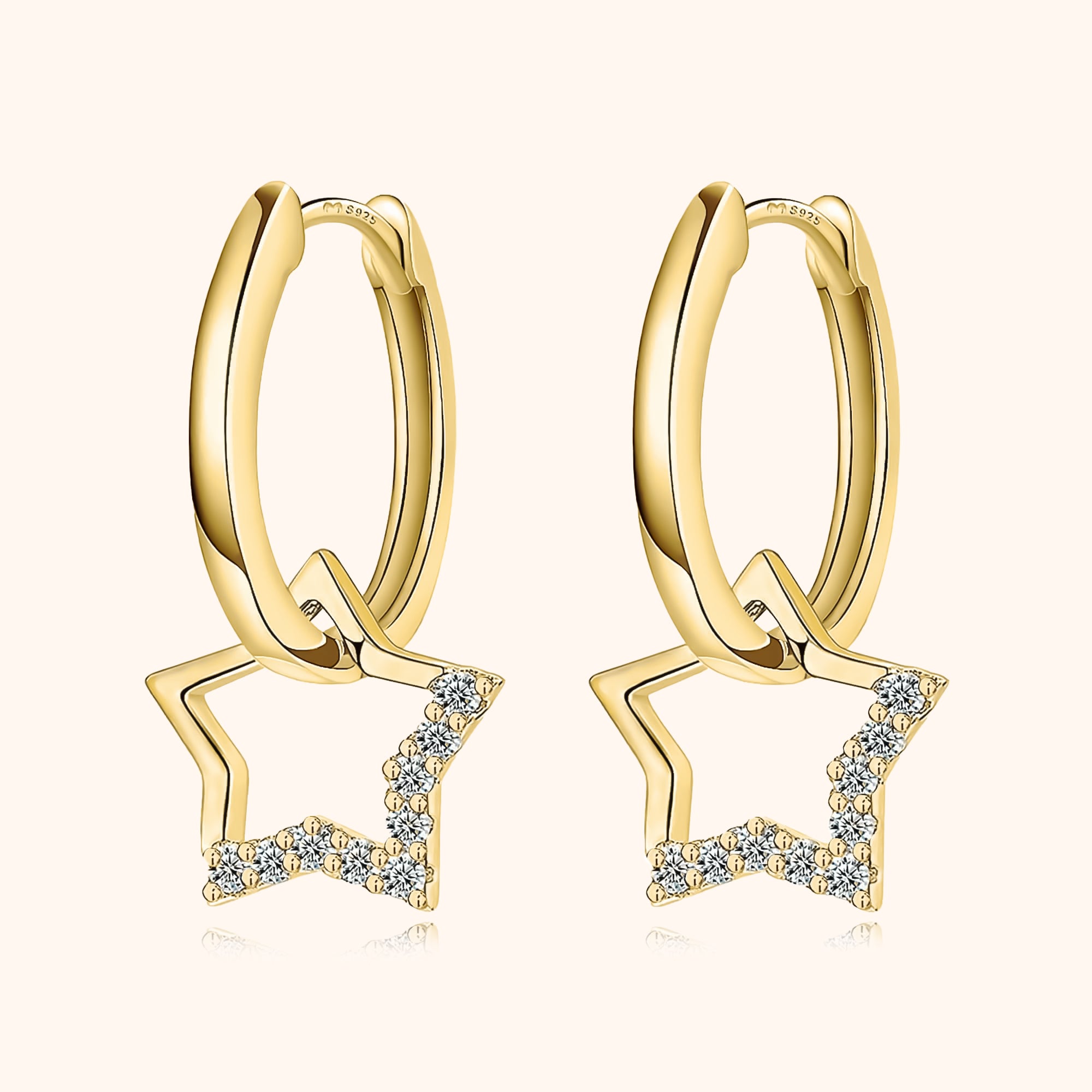 Boucles d'Oreilles Pendentif Étoile Zirconia - Noëmi