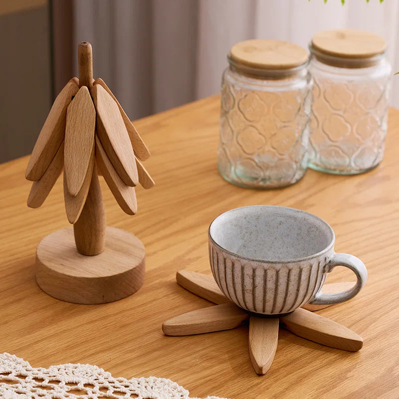 Élégance Naturelle | Sous-Verres en Bois de Noyer avec Support Innovant | Protection et Style pour Votre Table 3