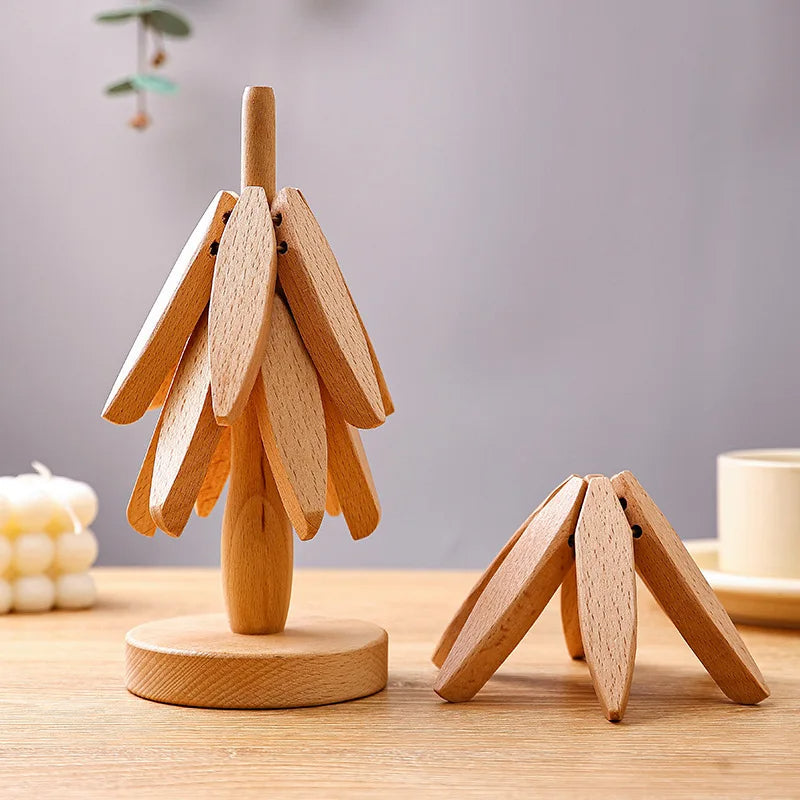 Élégance Naturelle | Sous-Verres en Bois de Noyer avec Support Innovant | Protection et Style pour Votre Table 7