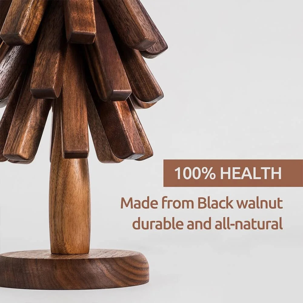Élégance Naturelle | Sous-Verres en Bois de Noyer avec Support Innovant | Protection et Style pour Votre Table 8