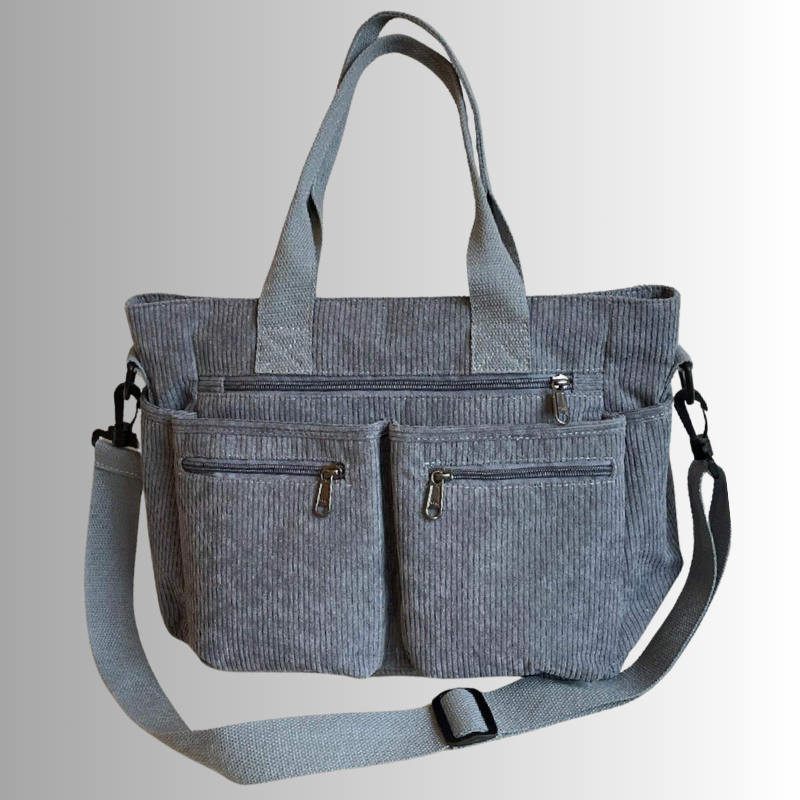 Emma | Élégant Sac Fourre Tout Femme Pratique en Velours Côtelé 10
