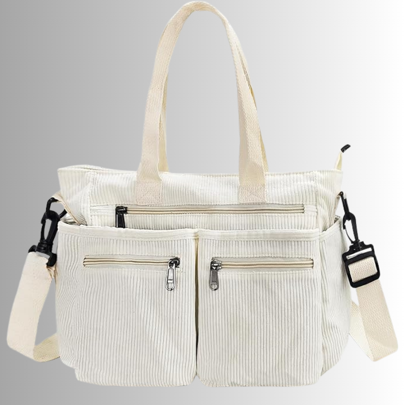 Emma | Élégant Sac Fourre Tout Femme Pratique en Velours Côtelé 6