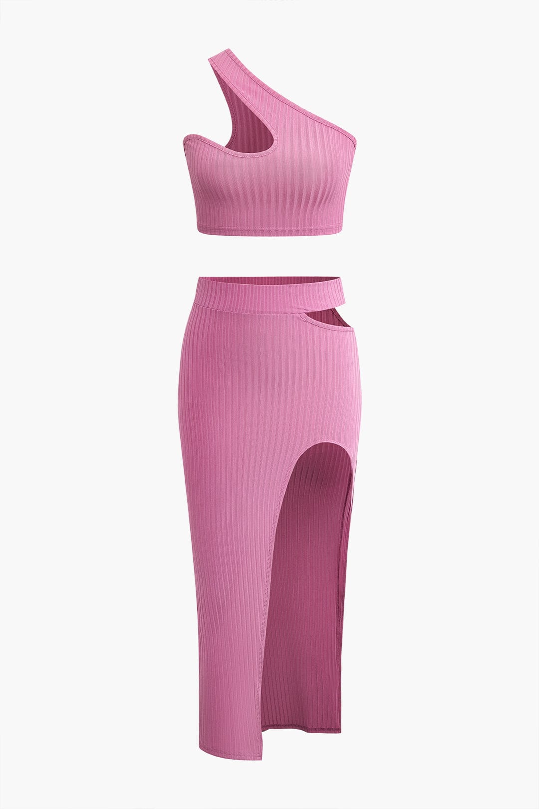 Ensemble Femme Élégant à Une Épaule - Jupe Fendue et Haut Asymétrique pour Soirées 1