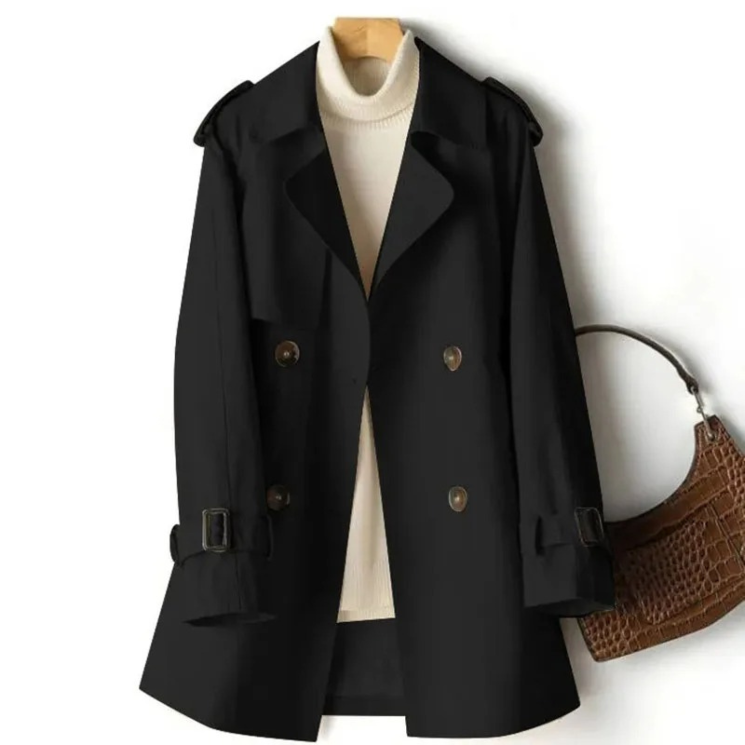 Ethan | Élégant Trench Coat Femme Kaki Midi 0