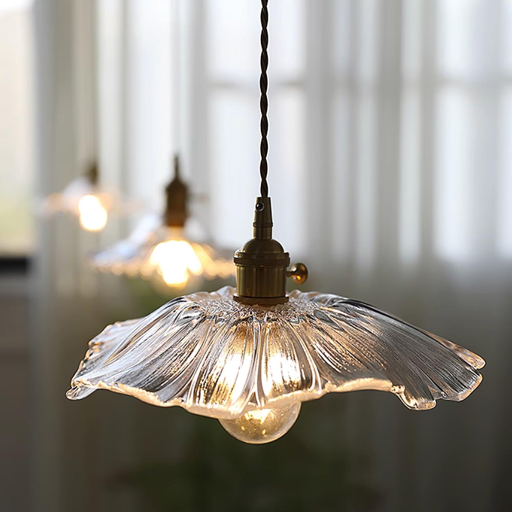 NostalgieLicht - Suspension Rétro en Verre avec Accents Cuivrés