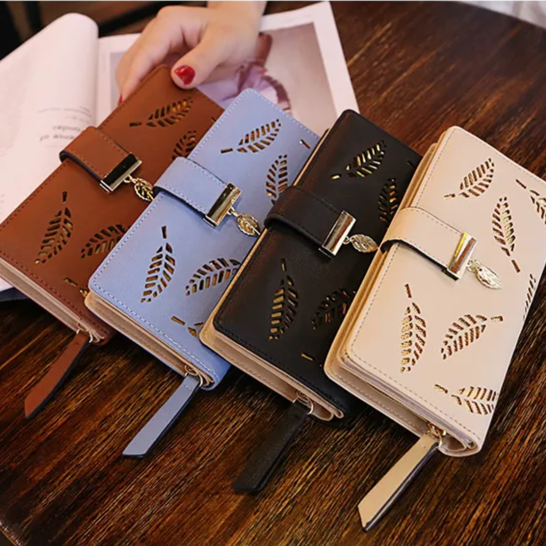 GoldenLeaf | Portefeuille en cuir PU avec design élégant et breloque dorée | Compact et pratique pour tous vos essentiels 3