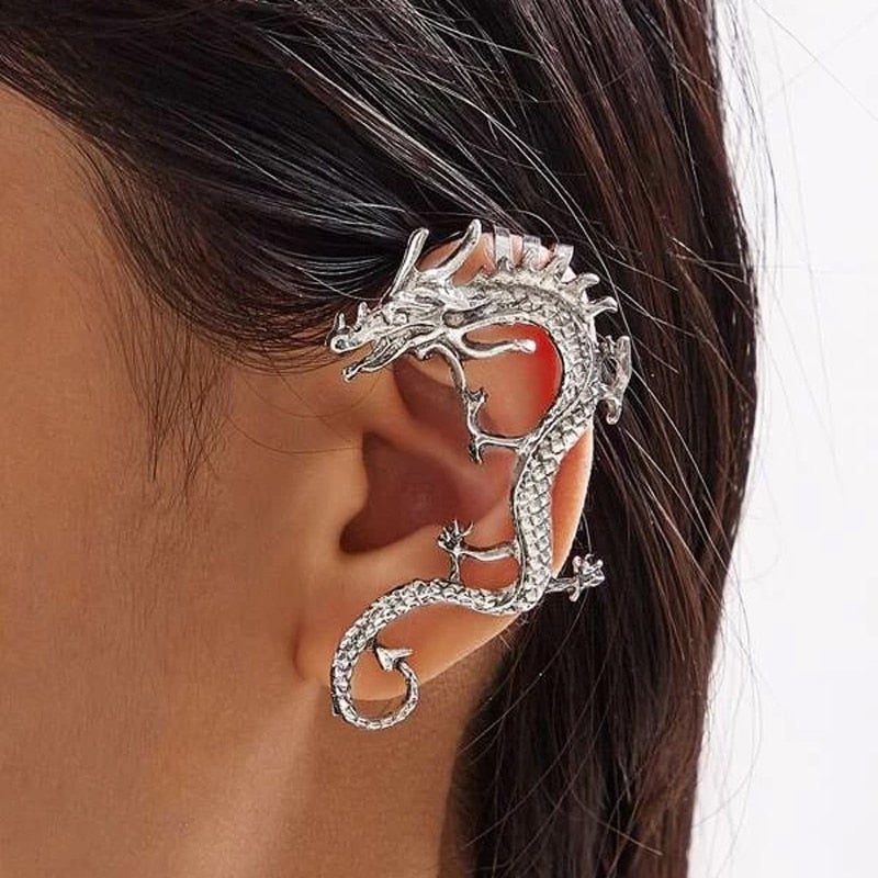 Nysa - Boucles d'oreilles dragon en argent mystiques