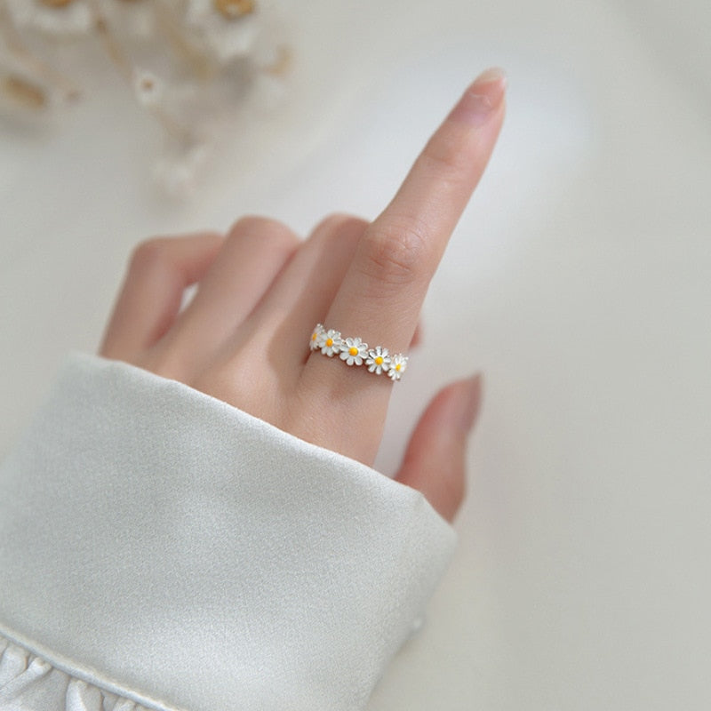 Bague Marguerite Florale Charmante - Argent 925