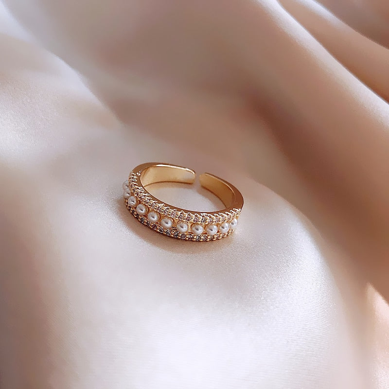 Martina - Bague dorée de luxe avec perle