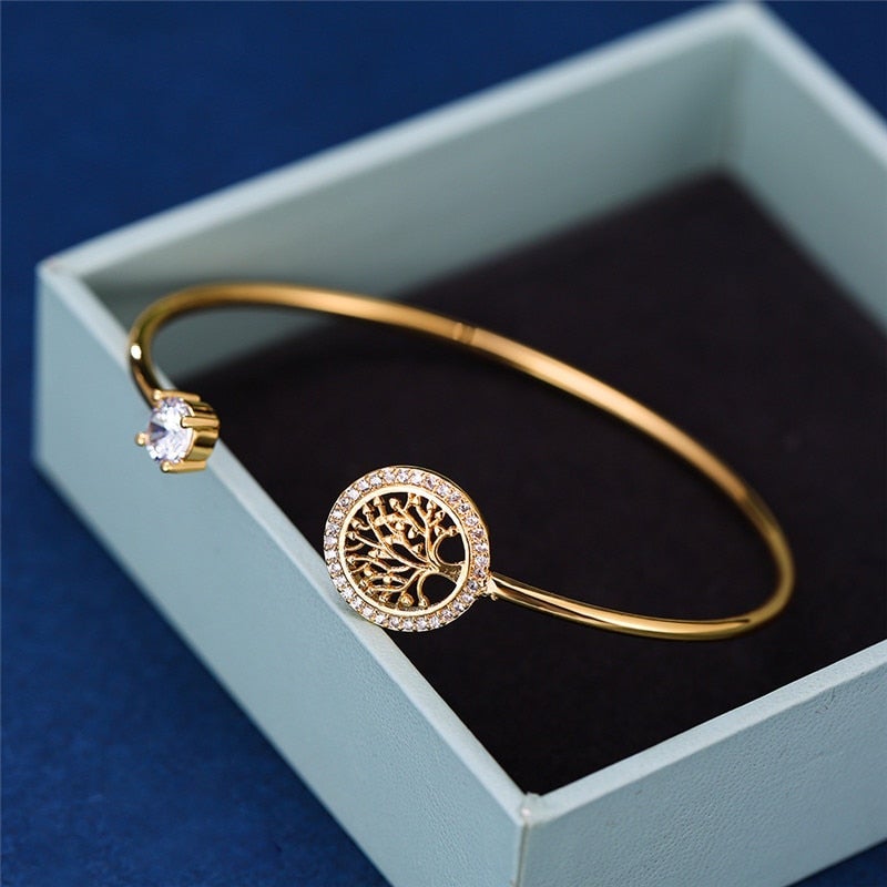 Elowen - Bracelet arbre de vie réglable en argent