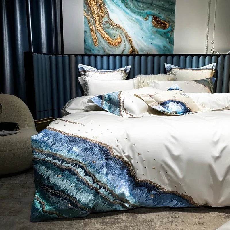 Whimsical Waters – Parure de Housse de Couette de Luxe en Coton Égyptien