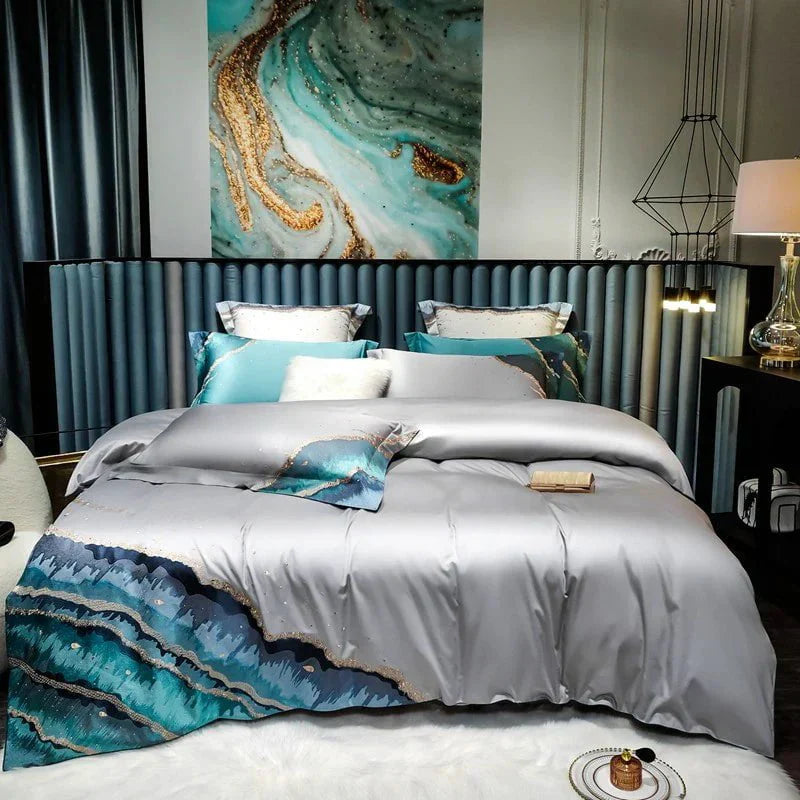 Whimsical Waters – Parure de Housse de Couette de Luxe en Coton Égyptien