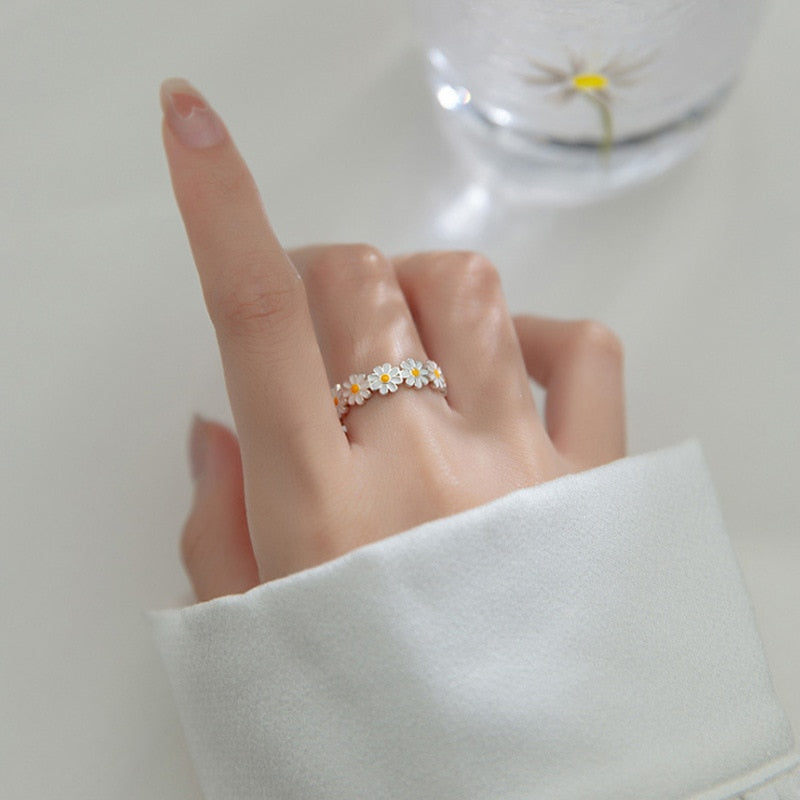 Bague Marguerite Florale Charmante - Argent 925
