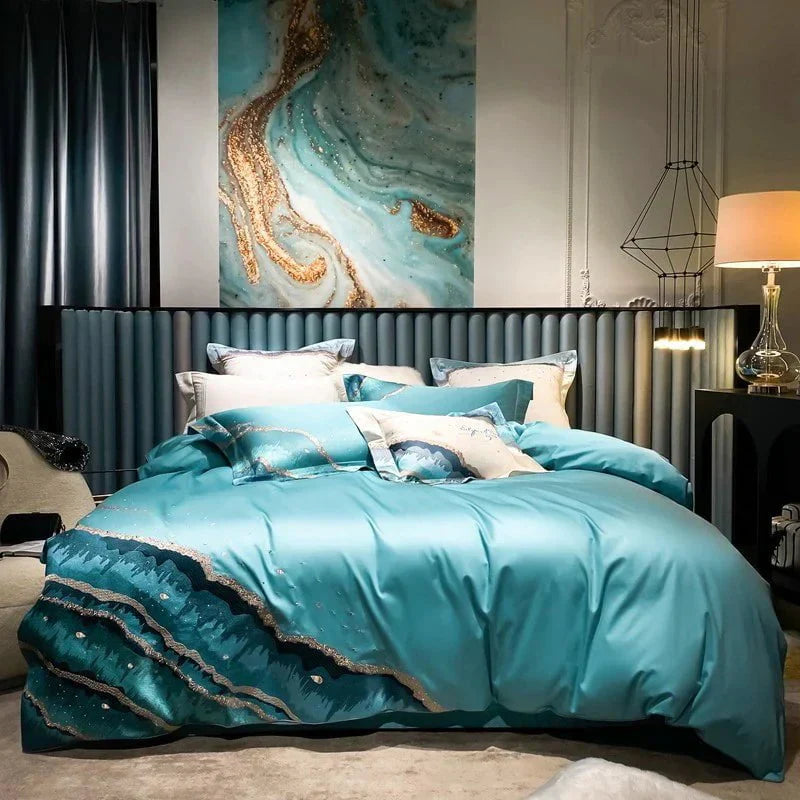 Whimsical Waters – Parure de Housse de Couette de Luxe en Coton Égyptien
