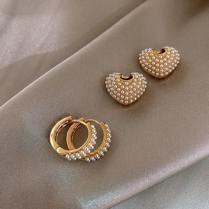 Anne - Boucles d'oreilles dorées perle Amour