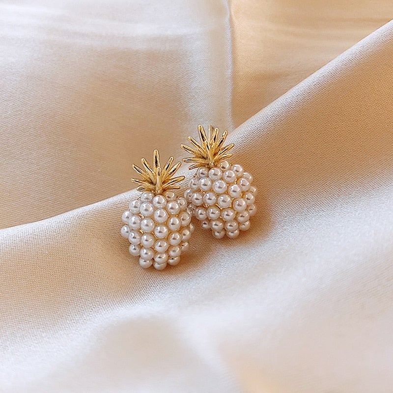 Leilani - Boucles d'oreilles ananas tropical et perle