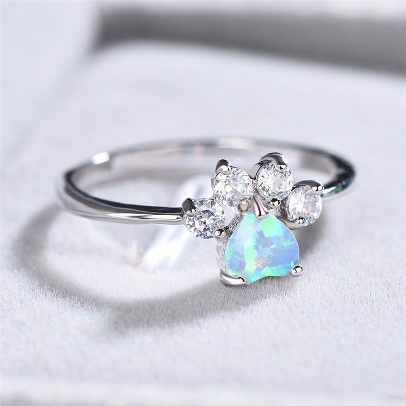 Celestine - Bague en argent opale et zircone