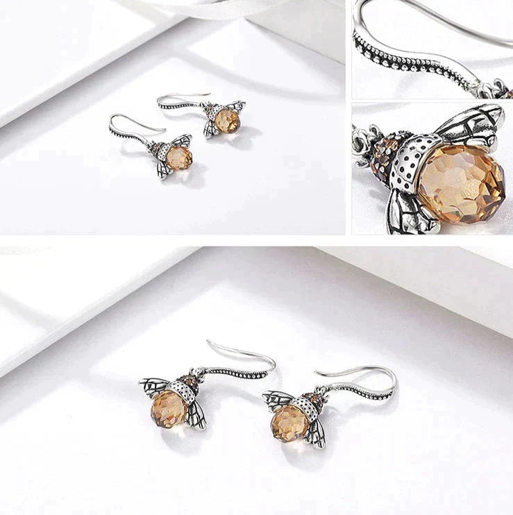 Boucles d'Oreilles Reine des Abeilles - Argent 3cm