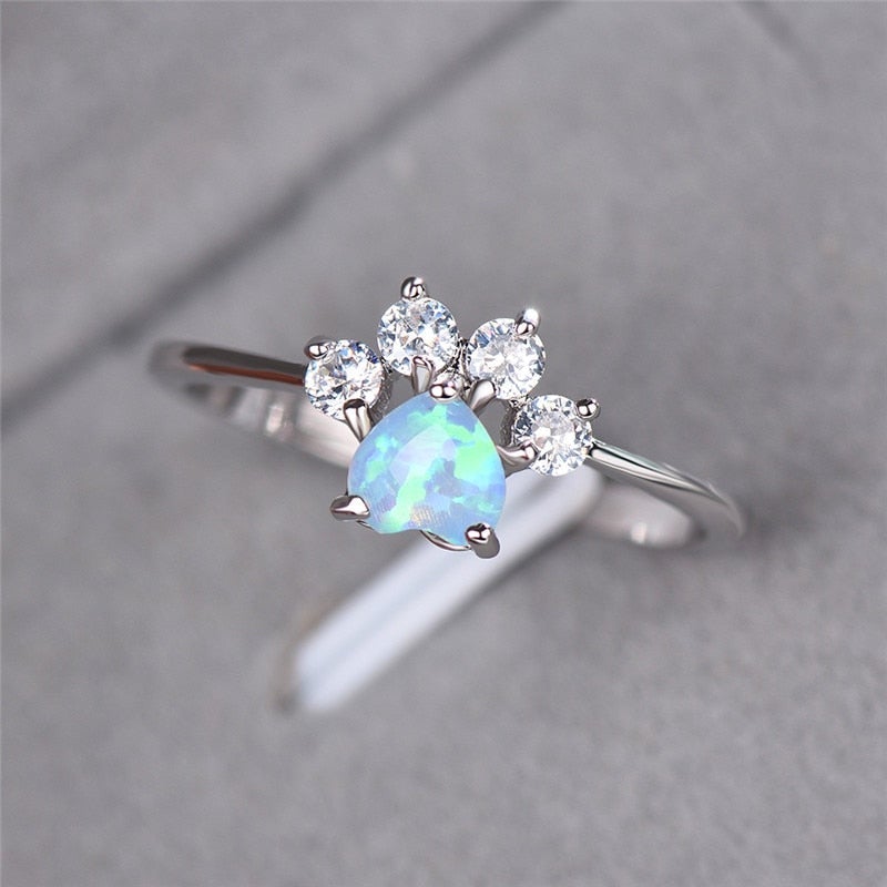 Celestine - Bague en argent opale et zircone