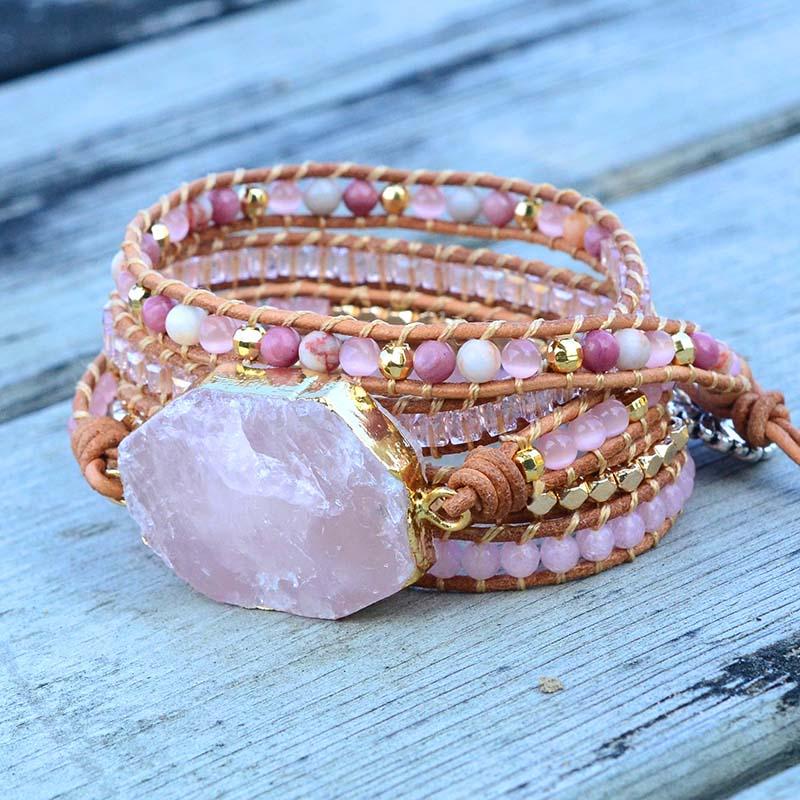 Amoria Bracelet – Bracelet Quartz Rose Doré Élégant